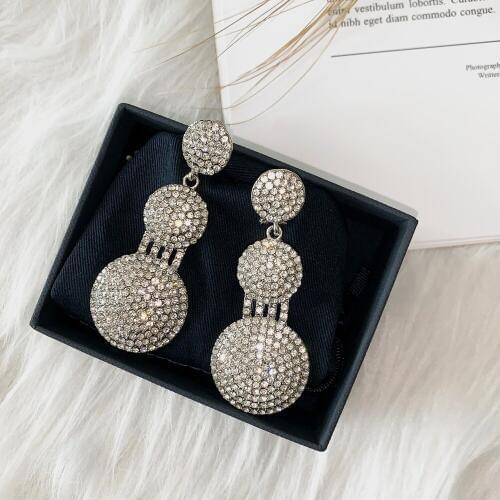 Designer K store Fashion jewelry shinny Crystal Alloy Bridal Long Earrings for Women Wedding Big Earrings for Bride Bridesmaids