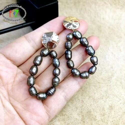 F.J4Z 2021 Statement Earrings for Women Vintage Irregular Pearl and Stones Beaded Dangle Earring Lady Gifts Jewelry joyas