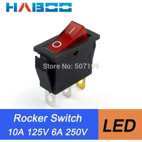 100pcs Packing rocker switch with LED red color 3pins electrical switch KCD3-101N