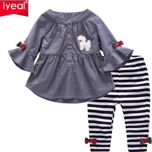 IYEAL Baby Girls Outfits Newborn Infant Kid Girls Clothes Set Flare Sleeve Tops Dresses +Leggings 2 Pieces/Set for Baby Clothes