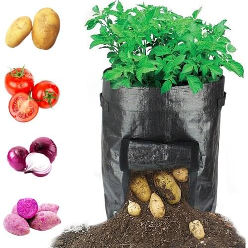 2PCS Reusable Potato Planter Bags 26L 7 gallons PE Woven Cultivation Garden Pots Vegetable Planting Grow Bags Farm Seedlings Bag