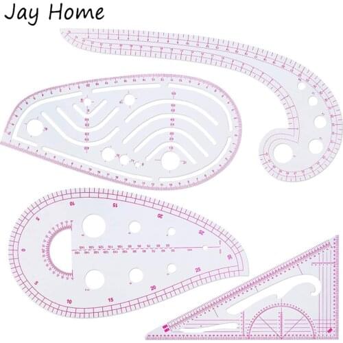 4Pcs French Curve Ruler Set Beveled Metric Shaped Ruler for Sewing Dressmaking Design DIY Clothes Making Tailor Sewing Tools