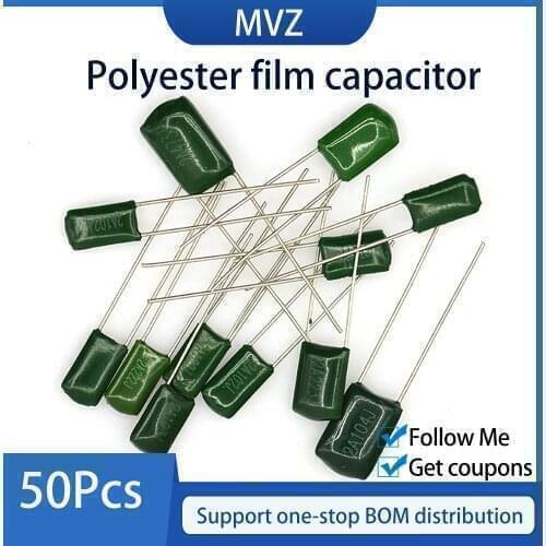 50pcs Polyester film capacitor 100V 2A332J 3.3NF 2A392J 3.9NF 2A472J 4.7NF 2A512J 5.1NF 2A562J 5.6NF 2A682J 6.8NF 2A822J 8.2NF