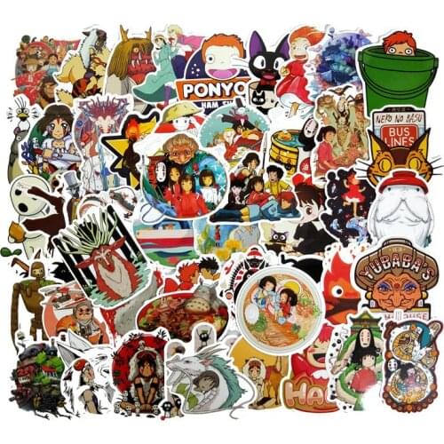 50pcs Mononoke Hime 2021 Scrapbooking Stickers Decal For for Guitar Laptop Luggage Car Fridge Graffiti Sticker