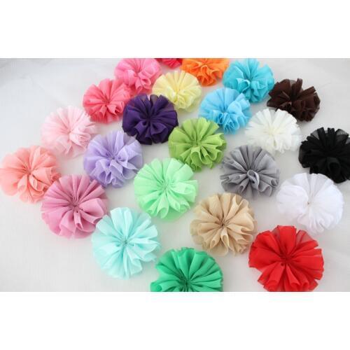 7cm Ballerina Flowers Chiffon Flowers,Fabric Flowers For Headbands,Kids Hair Accessories Unfinished