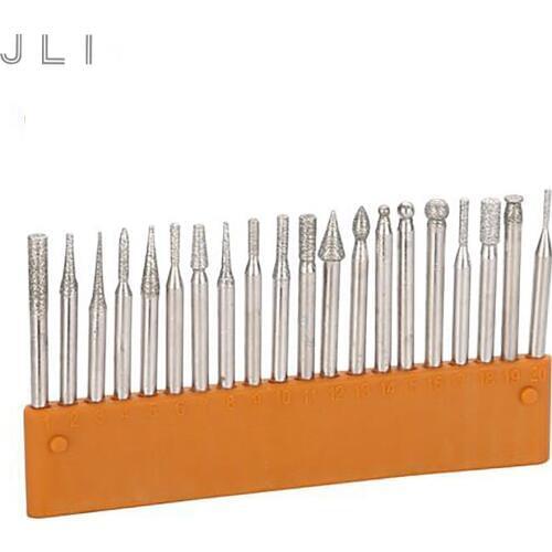 JLI150Grit Diamond Burrs File Dremel Burr Rotary Tool Grinding Head Engraving Etching Abrasive tool Dremel Accessories 20pcs/set