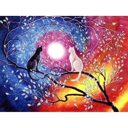 Diamond Painting Full Square/Round Cats moon Mosaic 5d DIY Diamond Painting Animal Cross Stitch Embroidery Home Decor LG2335