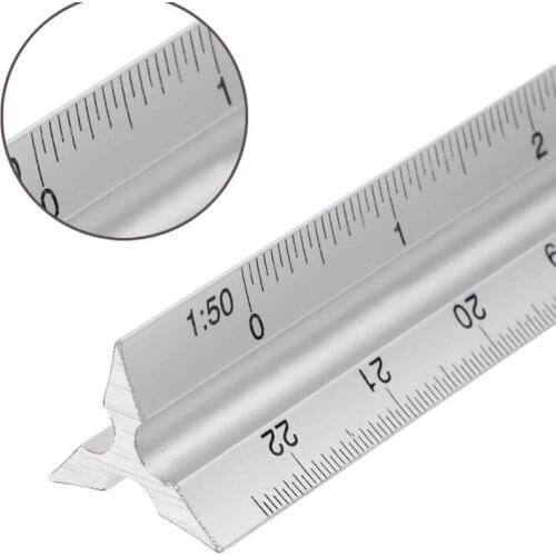 30cm Aluminium Metal Triangle Scale Architect Engineer Technical Ruler 12" Measuring & Gauging Tools