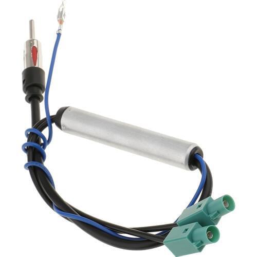 2-FAKRA Two Way to Single Din Car Radio Aerial Antenna Adaptor for Audi VW