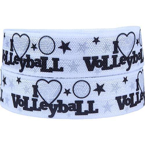 Free shipping sports design foe, 50 yards volleyball and heart printed elastic ribbon