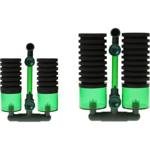 Aquarium Fish Tank Biochemical Sponge Filter Air Pump Double Head w/ Suction Cup