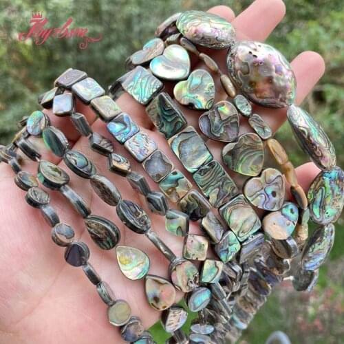 Coin Oval Square Freefrom Multicolor Abalone Shell Natural Stone Beads for Women Men DIY Necklace Bracelet Jewelry Making 15"