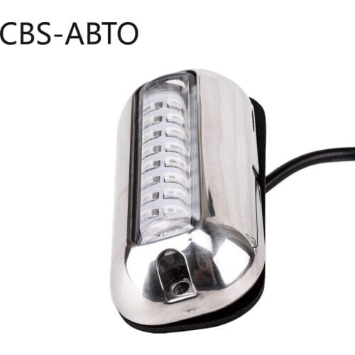 CBS ABTO New 1 or 2PCS 12V 24V 50W Stainless Steel 27LED Blue LED Boat Light Underwater Pontoon Marine Ship Transom Light