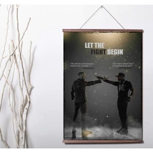 Conor Mcgregor Boxing VS Floyd Mayweather Art Canvas poster decoration painting with solid wood hanging scroll