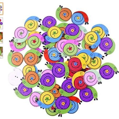 50pcs Sewing Cartoon Animal Wood Buttons (Snail) 7NK150