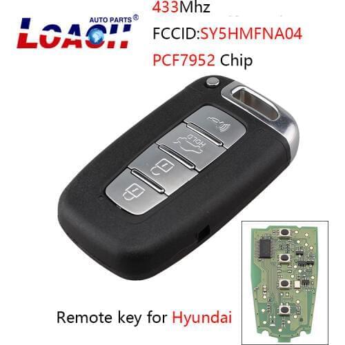 Remote Smart Key 433Mhz For HYUNDAI SONATA GENESIS EQUUS VELOSTER 2009 2010 2011 2012 2013 2014 2015 SY5HMFNA04 4Buttons