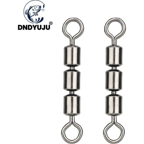 DNDYUJU 10pcs Stainless Steel Triple Rolling Bearing Portable Resistant Lightweight Durable Quick Connect Safe Fishing Swivels
