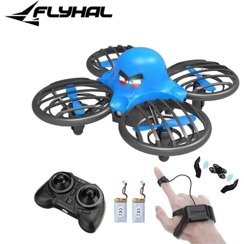 FLYHAL F111 Mini Drone Three Control 42g Modes Gesture Sensing Control 360° Flip LED Light Altitude Hold RC Quadcopter Gift Toy