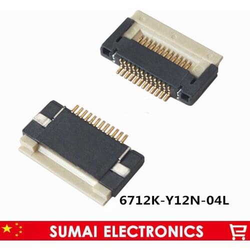 FPC/FFC Flip-open type cable socket 12P 0.5mm for LCD screen. H=2.0mm 6712K-Y12N-04L ,12 Pin Gold-plated