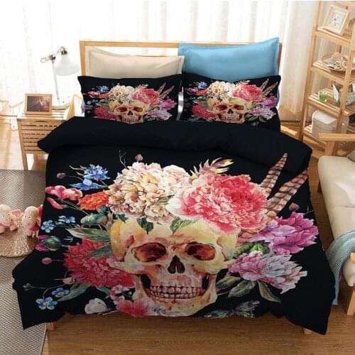 3D Luxury Skeleton Flower Wolf Bedding Sets Duvet Cover Pillowcase Twin Full Queen King Size Adult Kids Children Gift Home Decor