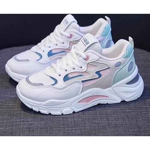 2021 Fashion Womens Platform Sneakers Women Trend Mesh Breathable Chunky Dad Shoes White Vulcanized Trainers Teen Walking shoes