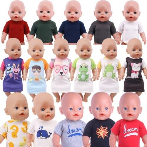 Doll Tower Pattern T-Shirt+Tights Fit 18 Inch American&43cm Baby New Born Reborn Doll Clothes Accessories,Girls Toys,Generation