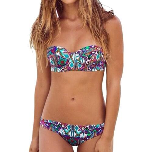 Sexy Bikini Set Women Swimwear Plus Big Size Push-up Padded Bra Swimsuit Bathing Sexy Women Floral Print Bikini Swimwear C0260