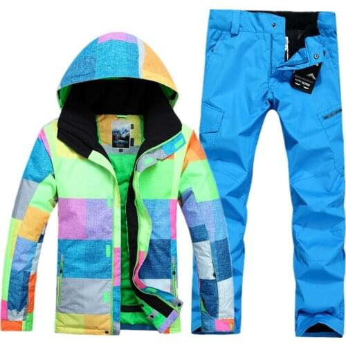 Gsou snow Mens Single Double Board Ski Suit Windproof Waterproof Snow Suit Winter Breathable Warm Ski Coat Ski Pants For Men