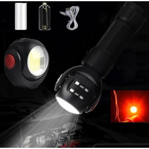New 360 Rotation LED Flashlight 3800 Lumens T6 COB Working Lamp Waterproof Magnetic Tail Torch Light for Repairing Hunting