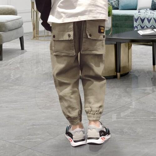 Autumn New Boys' Casual Pants Big Childrens Cotton Harem Cargo Pants Casual Long Trousers Korean Style Joggers Boy 4 6 8 10 12t