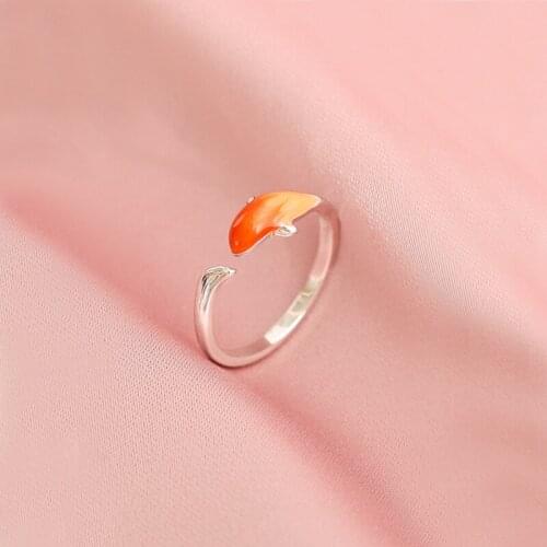 ADJUSTABLE RED CARP RING Silver brocade carp ring Chinese classical minority design elegant charm women adjustable brand jewelry