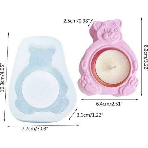 Crystal Epoxy Resin Mold Bear Tea Wax Candlestick Silicone Mould Home Decorative DIY Crafts Candle Holder Casting Tools