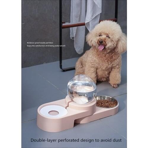 Pet bowl Dog Cat Paopao Drinker 1.8L Feeder Dog Water Drinking Cat Feeding 2 In 1 PP Stainless Steel Automatic Feeder Fountain