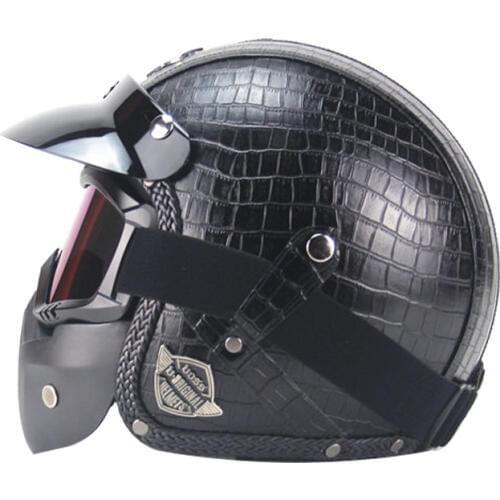 ABS material multicolor helmet motorcycle 2018 mask DOT approved sun hat PU leather retro motorcycle headdress safety helmet