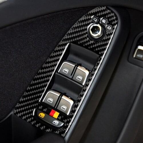 For Audi A4 2009-2016 Carbon Fiber Window Lifter Control Frame Window Switch Decor Armrest Panel Trim Car Interior Accessories