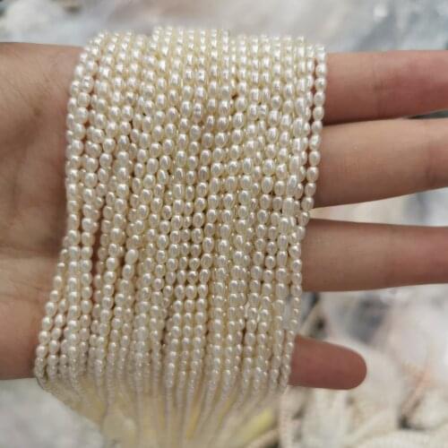 High quality 2-2.5mm rice shape pearl strands