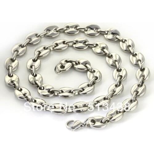 XL134 82g 22'' charm mens faves hot jewelry Stainless Steel huge 10.5mm Good quality coffee beans link necklace ,free ship