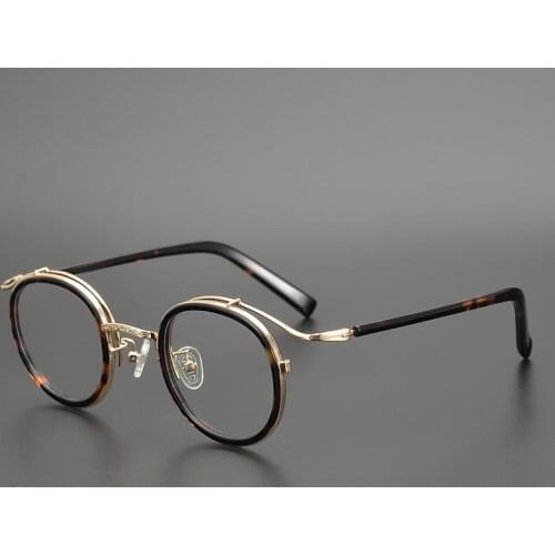 Japanese Hand-made Titanium Acetate Glasses Frame for Men Women Spectacle Round Circle Eyeglasses Optical Prescription Eyewear