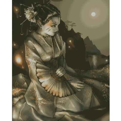 Japanese woman,sewing kit big edition Top Quality Embroidery Needlework 14CT Unprinted Art Cross Stitch Kits DIY Handmade Decor