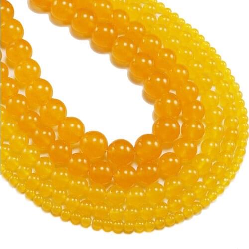 4/6/8/10/12 mm Yellow Chalcedony Jades Loose Beads Natural Stone Quartz Crystal Round Beads For Jewelry Making Findings Supplies