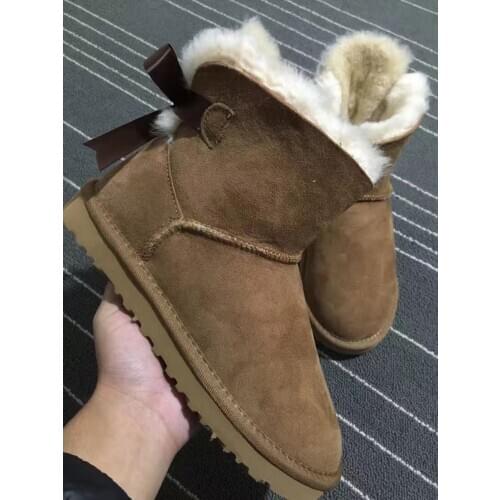 2020 new 78 ribbon bow short snow boots women waterproof anti-skid winter sheep fur natural shearing fur