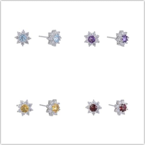 Ear Studs 925 Sterling Silver New Woman Fashion Jewelry High Quality Natural Amethyst Topaz Olivine Garnet Hot Selling Earrings