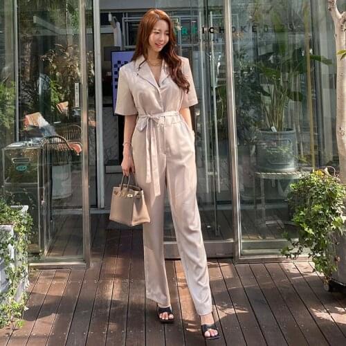 Streetwear Sexy Jumpsuit Women Overalls Rompers 2021 Short Sleeve Belted Slim Summer Womens Jumpsuit