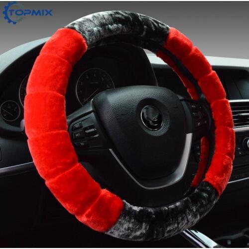 Winter Car Steering Wheel Cover 38CM Universal Soft Warm Plush Covers for Steering Auto Decoration Steering Protector