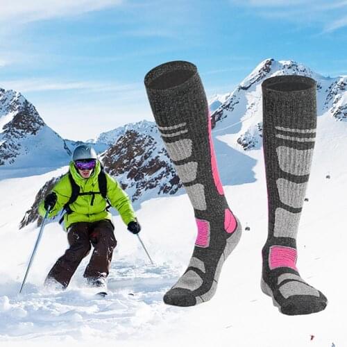 1Pair Winter Sports Skiing Socks Thermal Calf Compression Thicken Ski Long Socks Outdoor Cycling Running Stockings for Climbing