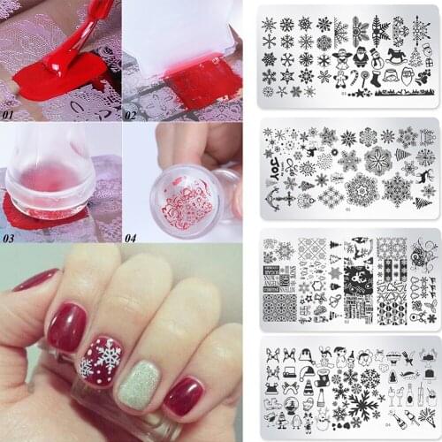 1 Pcs Nail Art Stamp Stamping Image Plate 6*12cm Carbon Steel Nail Template Manicure Stencil Tool 4 Christmas Styles #290771