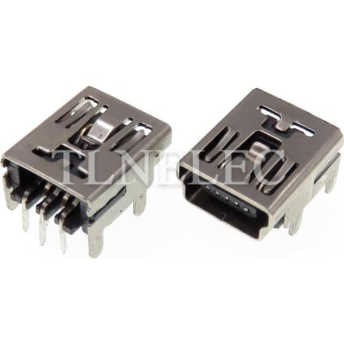 10pcs 5-pin Mini USB Port Connector DIP High Temperature Resistance Famale Socket 4 Positioning Pin Adaptor