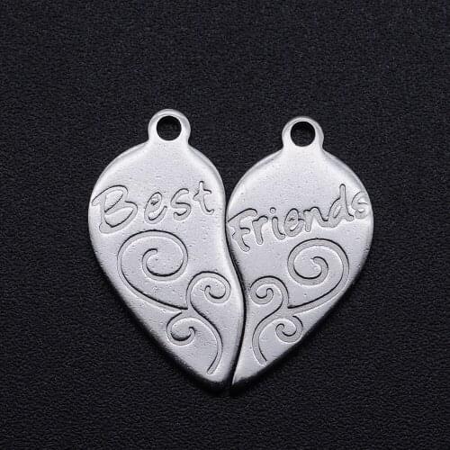 10Pcs/Lot 100% Stainless Steel Best Friends Pendant DIY Necklace Bracelet Jewelry Making