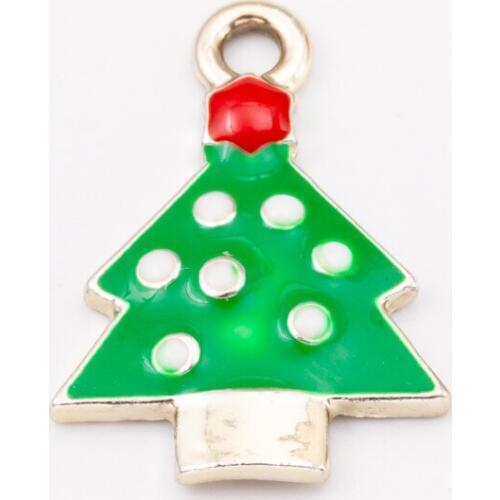 10pcs tree Christmas Drip oil zinc alloy Charms Enamel Pendant Earrings Accessories for Ornaments DIY Material JQ600009