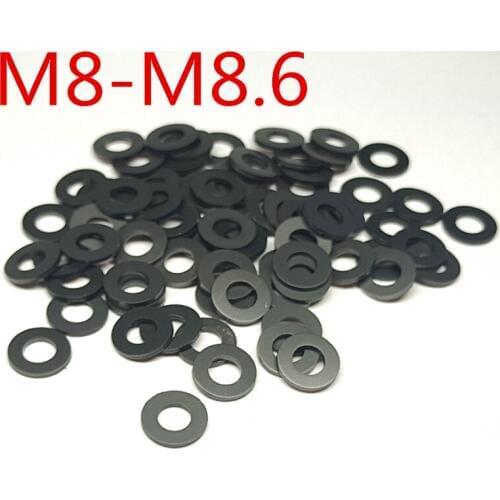 100pcs M8-M8.6 thickness 0.15/0.2/0.25-1 mm High Precision Black Color Polyslider Graphite Nylon Flat Washer